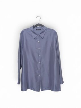 Vintage Valerie Stevens 100% Silk Button Up Long Sleeve Purple Blouse XL